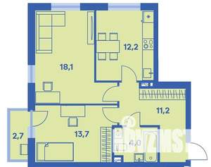 2-к квартира, вторичка, 60м2, 1/9 этаж