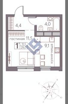 Студия квартира, вторичка, 29м2, 4/16 этаж