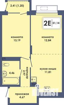 2-к квартира, вторичка, 51м2, 7/10 этаж