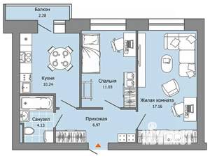 2-к квартира, вторичка, 50м2, 5/8 этаж