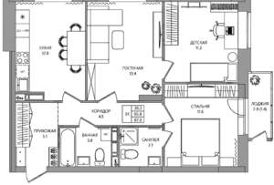 3-к квартира, вторичка, 68м2, 8/9 этаж
