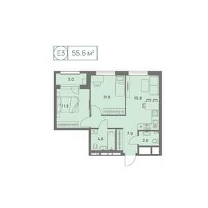 3-к квартира, вторичка, 56м2, 3/25 этаж