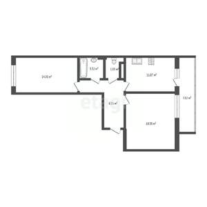 2-к квартира, вторичка, 65м2, 2/9 этаж