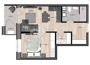 2-к квартира, строящийся дом, 38м2, 5/8 этаж