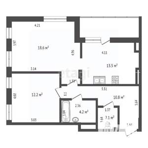 2-к квартира, вторичка, 61м2, 10/25 этаж