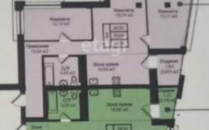 3-к квартира, сданный дом, 73м2, 5/22 этаж