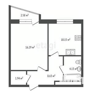1-к квартира, вторичка, 40м2, 2/4 этаж
