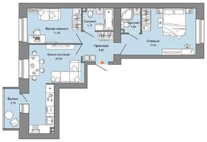 2-к квартира, вторичка, 63м2, 7/8 этаж