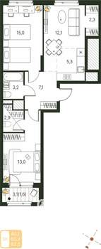 Студия квартира, строящийся дом, 63м2, 3/20 этаж