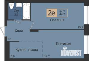 2-к квартира, вторичка, 45м2, 1/4 этаж