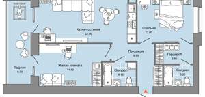 2-к квартира, вторичка, 72м2, 7/8 этаж