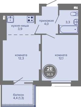 2-к квартира, вторичка, 37м2, 25/26 этаж