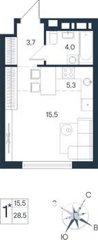 Студия квартира, строящийся дом, 29м2, 12/15 этаж