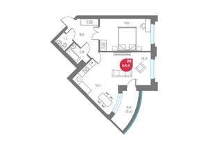 2-к квартира, вторичка, 67м2, 2/9 этаж