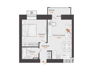 1-к квартира, вторичка, 41м2, 3/8 этаж