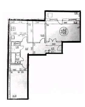 3-к квартира, вторичка, 72м2, 6/10 этаж
