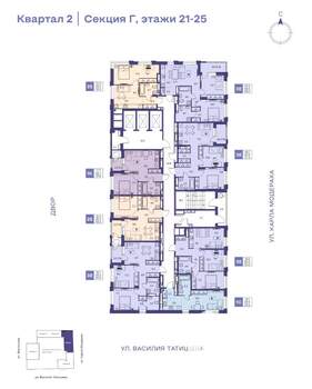 3-к квартира, строящийся дом, 57м2, 24/25 этаж