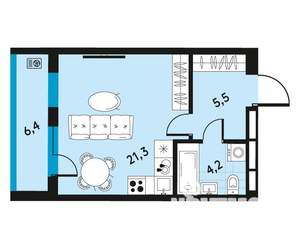 1-к квартира, вторичка, 34м2, 18/30 этаж