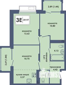 3-к квартира, вторичка, 60м2, 4/10 этаж