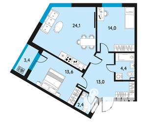 3-к квартира, вторичка, 73м2, 15/30 этаж