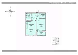 2-к квартира, вторичка, 45м2, 20/24 этаж