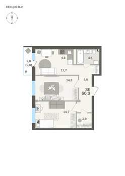 3-к квартира, вторичка, 60м2, 4/6 этаж