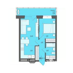 2-к квартира, вторичка, 40м2, 17/25 этаж