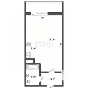 Студия квартира, вторичка, 28м2, 10/25 этаж