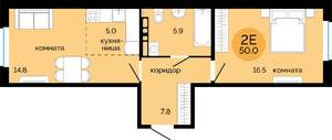 2-к квартира, вторичка, 50м2, 2/15 этаж