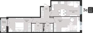 3-к квартира, вторичка, 66м2, 3/6 этаж
