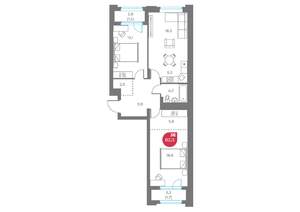 3-к квартира, вторичка, 82м2, 7/9 этаж