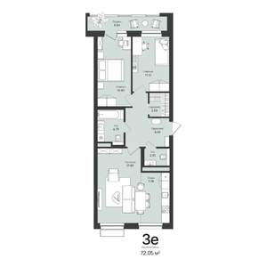 3-к квартира, строящийся дом, 72м2, 10/16 этаж