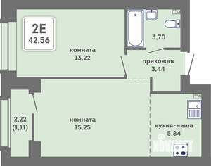 2-к квартира, вторичка, 43м2, 4/7 этаж
