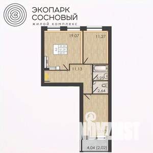 2-к квартира, вторичка, 61м2, 3/4 этаж