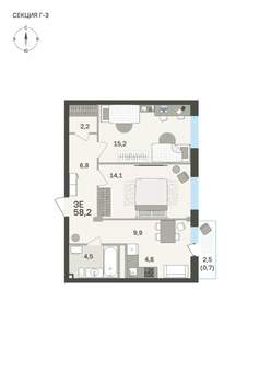 3-к квартира, вторичка, 58м2, 2/6 этаж