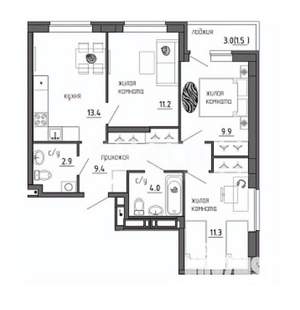 3-к квартира, вторичка, 60м2, 17/25 этаж