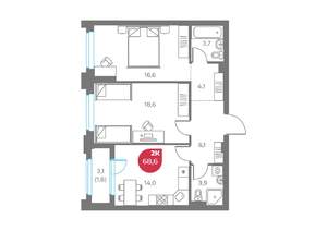 2-к квартира, вторичка, 69м2, 5/9 этаж