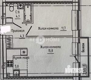 2-к квартира, вторичка, 41м2, 3/8 этаж