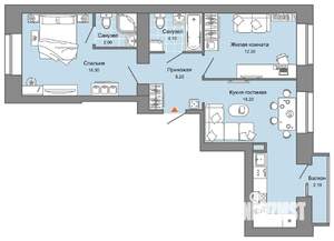 2-к квартира, вторичка, 62м2, 2/8 этаж