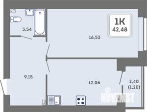 1-к квартира, вторичка, 42м2, 5/7 этаж