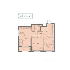 3-к квартира, вторичка, 62м2, 2/25 этаж