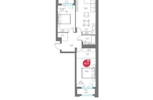 2-к квартира, вторичка, 82м2, 7/6 этаж