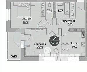 2-к квартира, вторичка, 55м2, 13/25 этаж