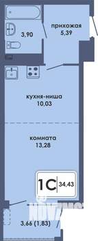 Студия квартира, вторичка, 34м2, 8/10 этаж