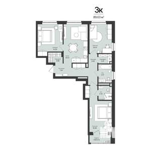 3-к квартира, вторичка, 90м2, 3/16 этаж