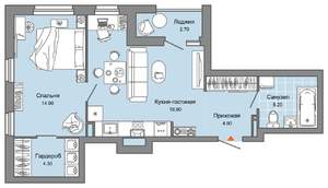 1-к квартира, вторичка, 51м2, 10/15 этаж