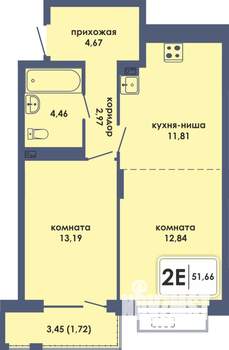 2-к квартира, вторичка, 52м2, 4/10 этаж