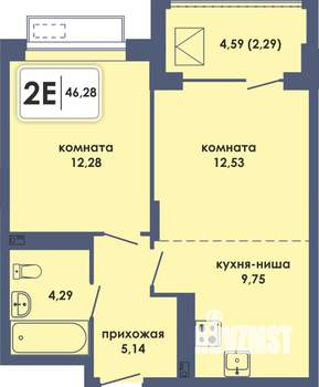 2-к квартира, вторичка, 46м2, 8/10 этаж