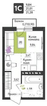 Студия квартира, вторичка, 21м2, 3/4 этаж