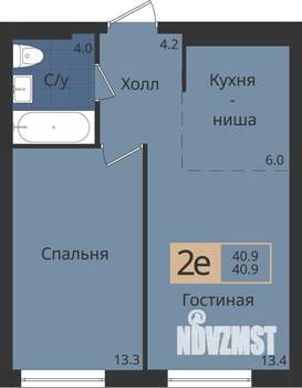 2-к квартира, вторичка, 41м2, 4/4 этаж